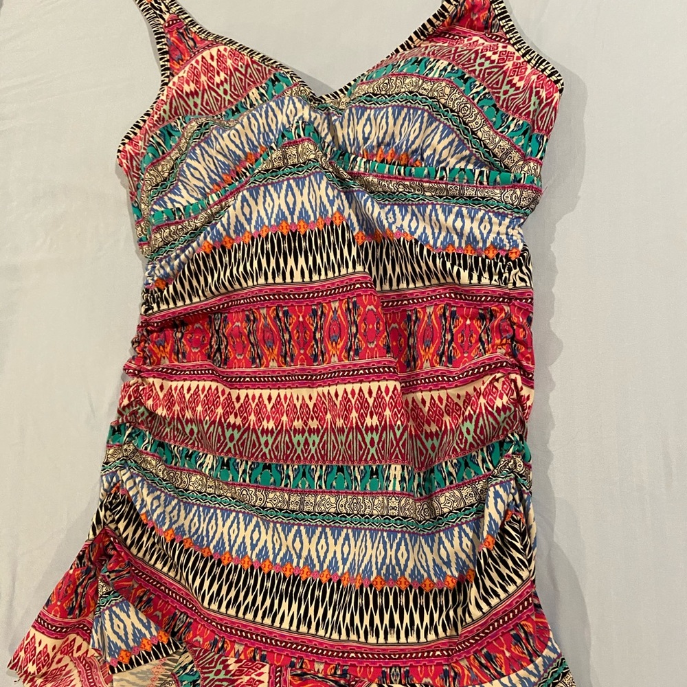 Kenneth Cole Reaction One Piece Swimsuit Dress 1x
